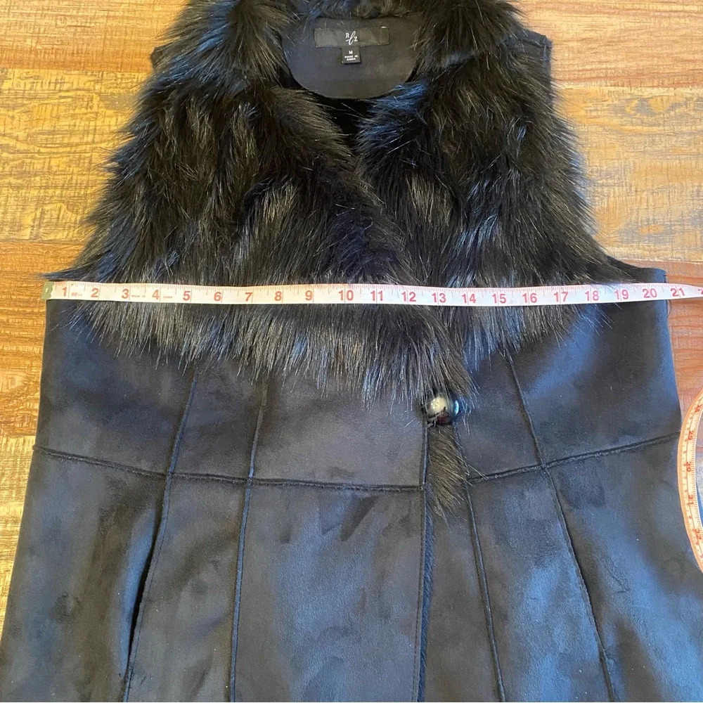 Rachel Zoe RLZ Faux Fur Black Vest size Medium Mobwife whimsigoth - Picture 4 of 11